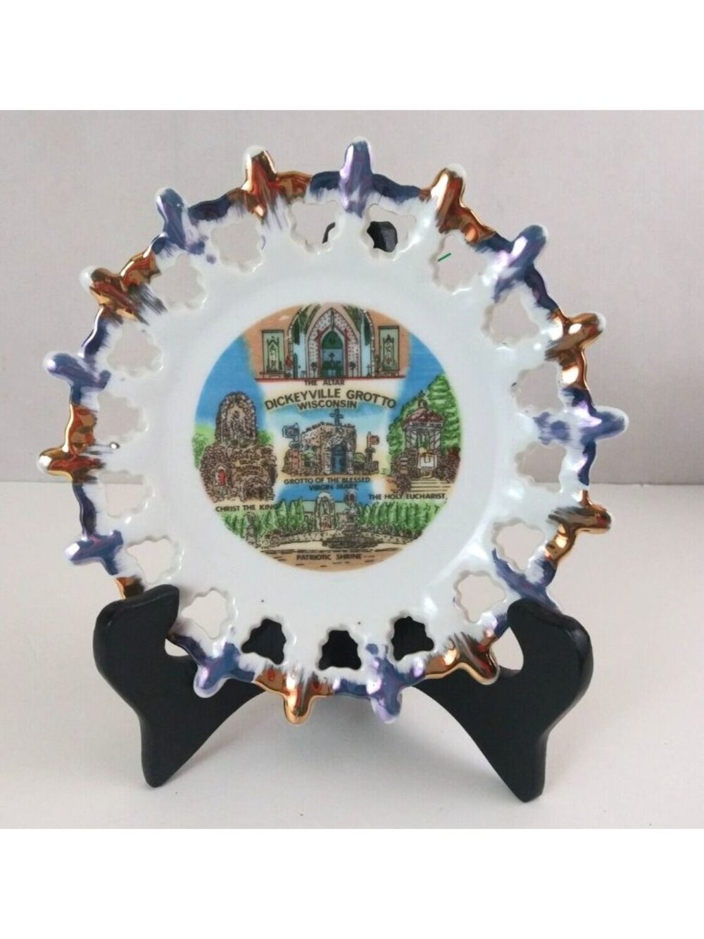 Vintage Spin Original Dickeyville Grotto Wisconsin Decorative Blue 7.25" Plate